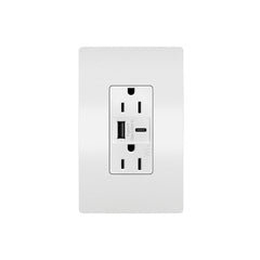 Legrand WRR26USBAC6W P&S WR A/C Fast Charge USB + DUP 15A W