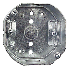 ABB 54171N-25 Steel City 4 Inch Side 22.5cu.in Steel Octagon Box with 1/2 Inch Knockout and Clamp