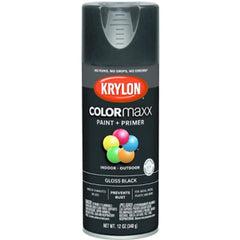 Krylon K05505007 COLORmaxx Spray Paint + Primer Gloss Black 12-oz