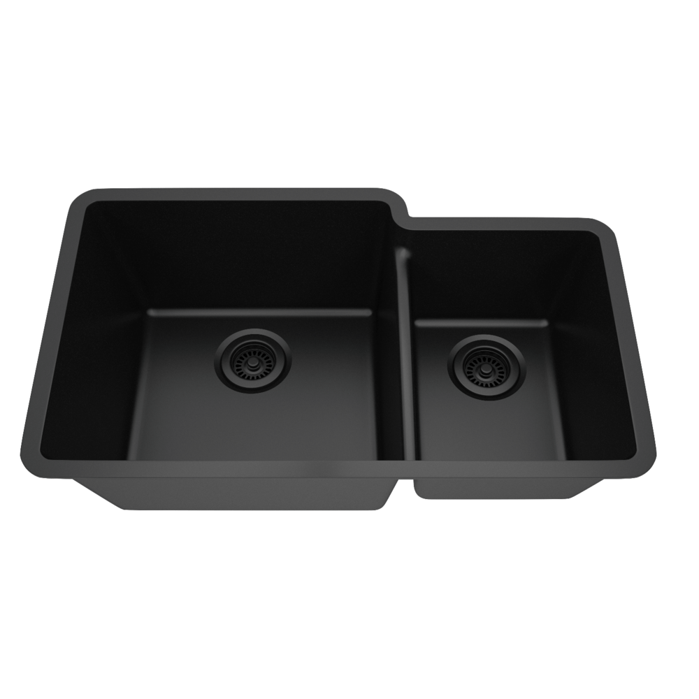 DAKOTA Dakota Plumbing GSE-QC6040LD-BK 60/40 Undermount Kitchen Sink Black
