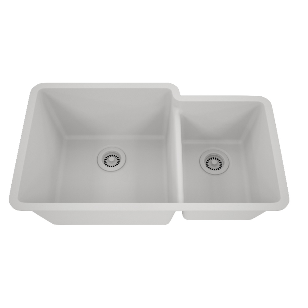 DAKOTA Dakota Plumbing GSE-QC6040LD-W 60/40 Undermount Kitchen Sink