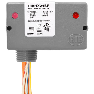 Functional Devices RIBHX24BF Current Switch and Relay Combination 20 Amp SPST-N/O 24 Vac/dc Coil NEMA 1 Housing