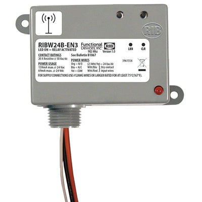 Functional Devices RIBW24B-EN3 Wireless Relay SPDT 24VAC/DC