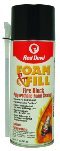 Red Devil 0915 Foam & Fill Fire Block Foam Sealant 12 Fl Oz Aerosol Can with Nozzle