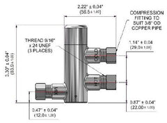 Cash Acme 25686 3/8 Compression x Compression x Compression 230 PSI Replacement MPN