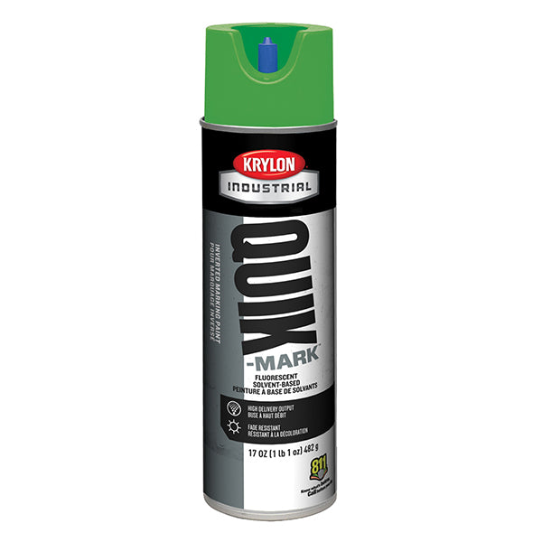 Krylon S03614 Quik-Mark Inverted Marking Paint Solvent Based 17 oz Aerosol Fluorescent Green 12/Case