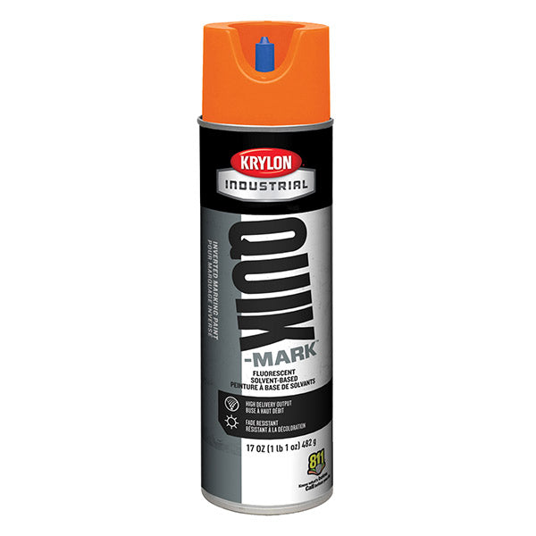 Krylon S03702 Quik-Mark Inverted Marking Paint Solvent Based 20 oz Aerosol Fluorescent Orange