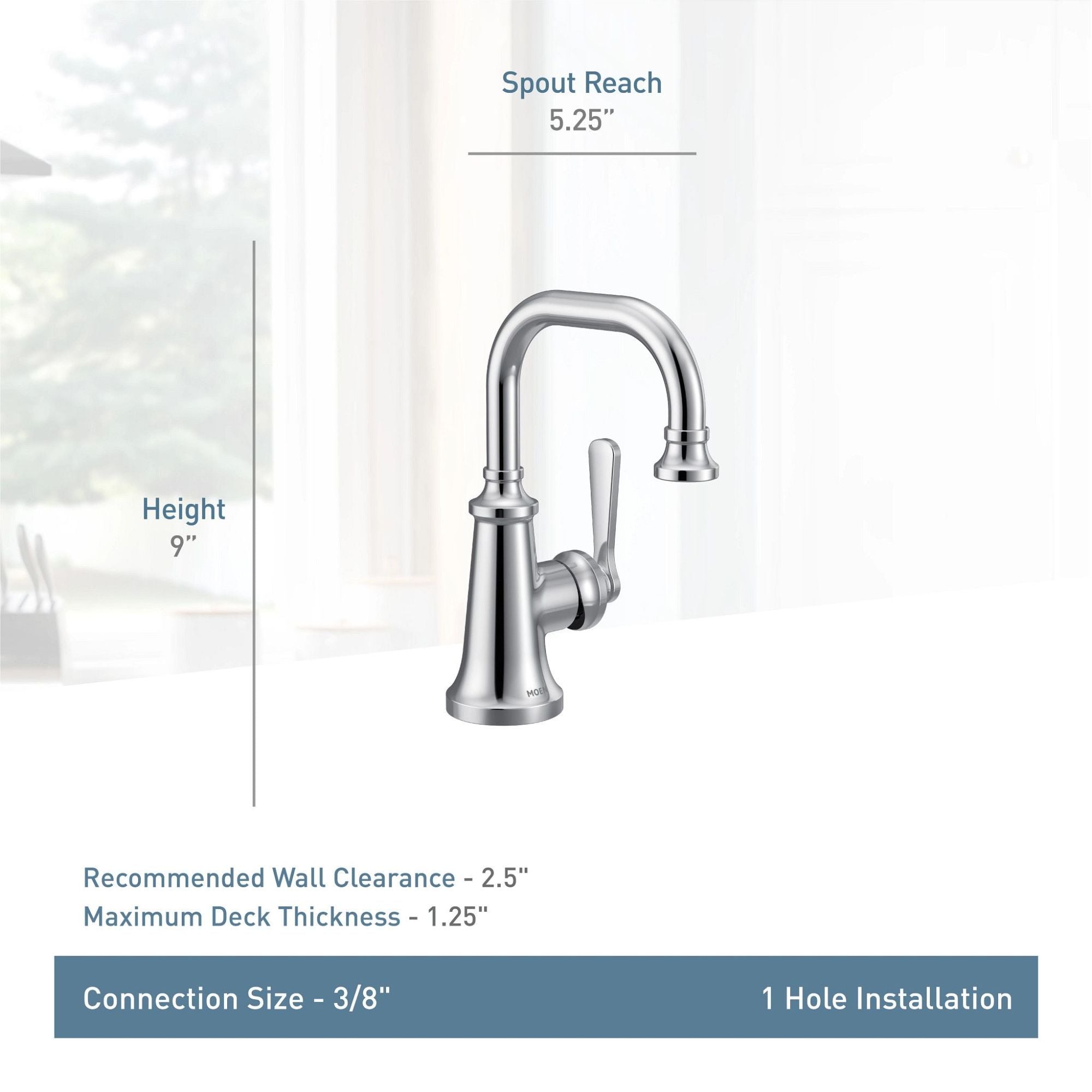 Moen S44101BN Colinet Single Handle Monoblock Bathroom Sink Faucet in Brushed Nickel