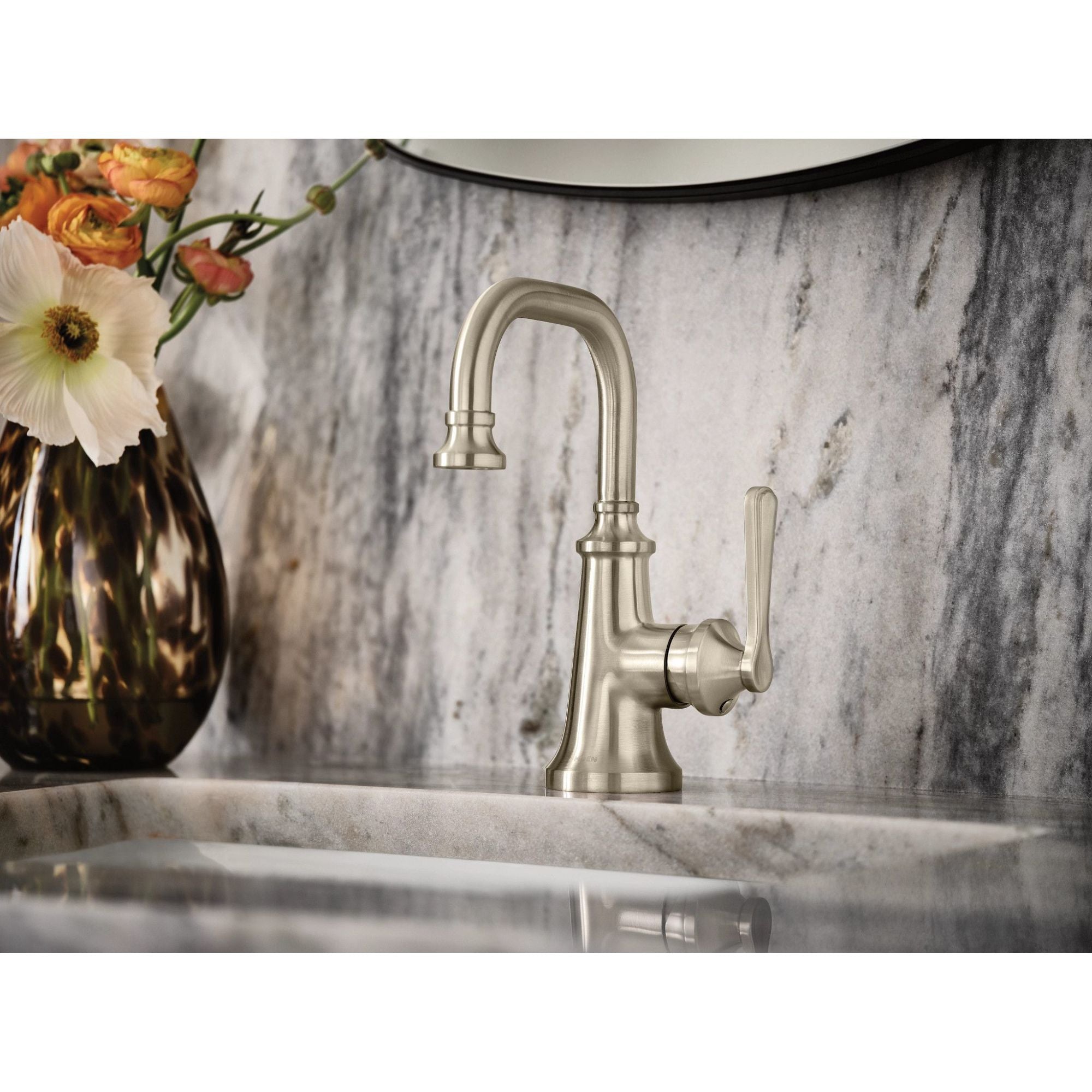 Moen S44101BN Colinet Single Handle Monoblock Bathroom Sink Faucet in Brushed Nickel