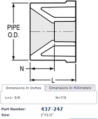 Spears 437-247 Schedule 40 PVC Reducing Bushing White 2 x 1/2 in. Spigot x Slip