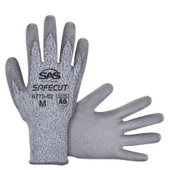 SAS Safety Corporation 6775-03 HPPE Cut Resistant Knit Glove, PU Palm, Large, Bulk Each