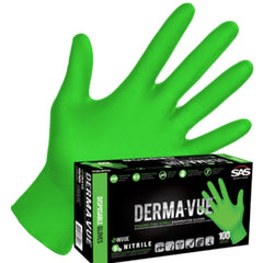 SAS Safety Corporation 66553 Derma-Vue Extra Strength Hi-Viz Disposable Gloves, X-Large, Green; 100/Box