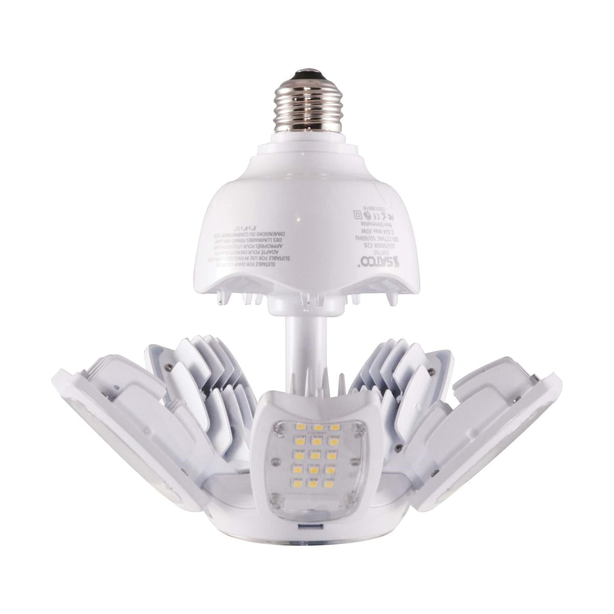 SATCO S39750 30W LED HID Replacement Bulb 5000K Medium Base Adjustable Beam Angle 100-277V