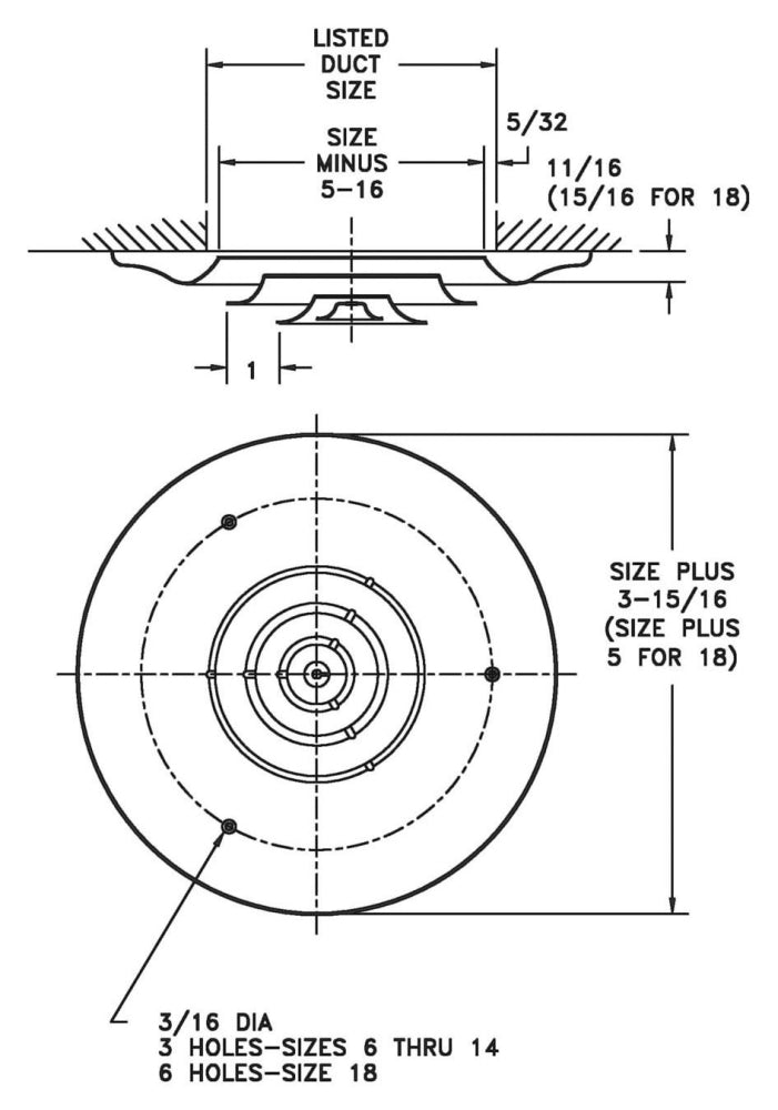 AirMate 800_08-W 11-15/16 Diameter 8 Duct Ceiling Diffuser