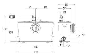 SFA 082 2 x 3/4, 0.5 HP, 120 VAC 60 Hz, Macerating Pump