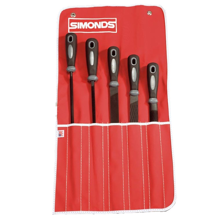 Simonds 78758790 Steel File Set with Handles American Profile Shape Square Half Round Round