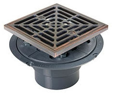 Sioux Chief 821-200PRBQ Shower Drain - Oil Rubbed Bronze - Square Grate 4-1/2 - PVC