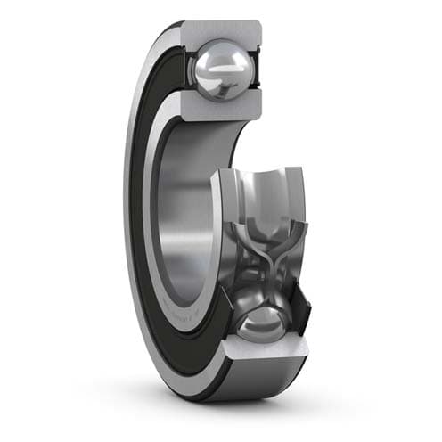 SKF 62213-2RS1 Radial/Deep Groove Ball Bearing - Straight Bore, 65 mm ID, 120 mm OD, 31 mm Width, Double Sealed, Without Snap Ring, CN Internal Clearance