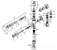 SLOAN C64A Push Button Repair Kit for Exposed Royal and Crown Flush Valves