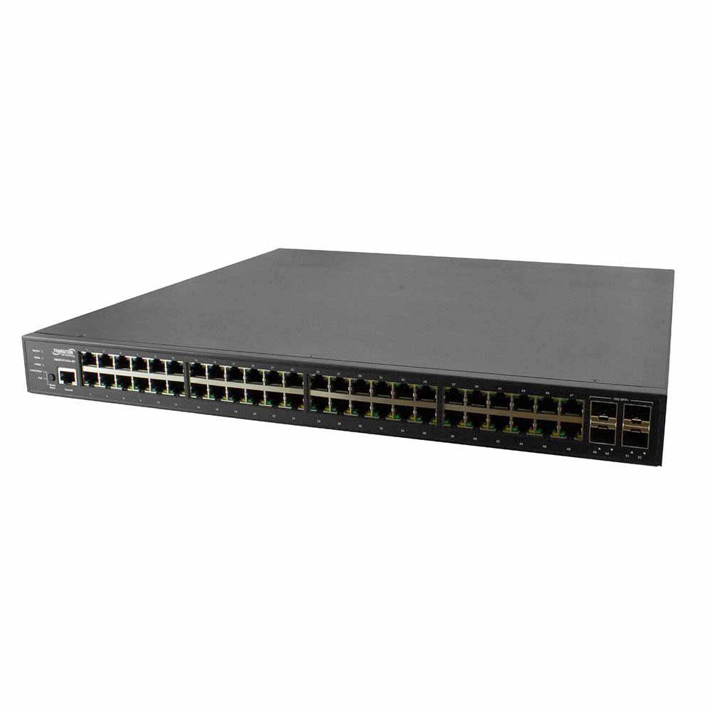 Lantronix SM48TAT4XA-RP Managed Gigabit Ethernet PoE+ Switch (48) 10/100/1000Base-T Ports (4) 1G/10GBase-X SFP+ Ports