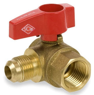 Smith-Cooper International 0190235GE 1/2 x 3/8 FPT x Flare Forged Brass Lever Handle 2-Piece Angle Gas Ball Valve