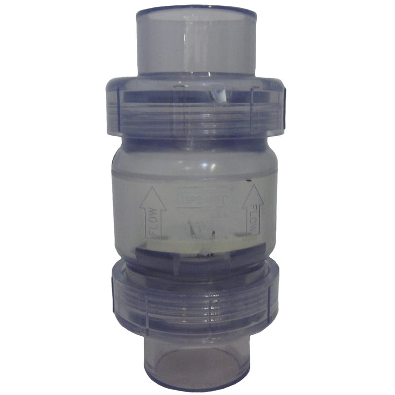 Spears S1780C15 1 Inch Clear PVC Spring Check Valve - Check Valve With 1/2 Lb Spring (Slip x Slip)