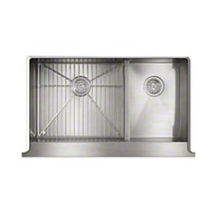 Kohler K-3945-NA Vault Under-Mount Large/Medium Double-Bowl Kitchen Sink with Rack, 35-1/2 inch x 21-1/4 inch x 9-5/16 inch