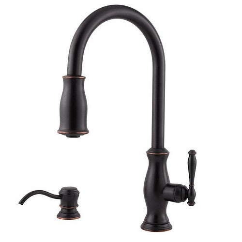 Pfister GT529-TMY Hanover 1 Handle Pull-Down Kitchen Faucet with Soap Dispenser Tuscan Bronze