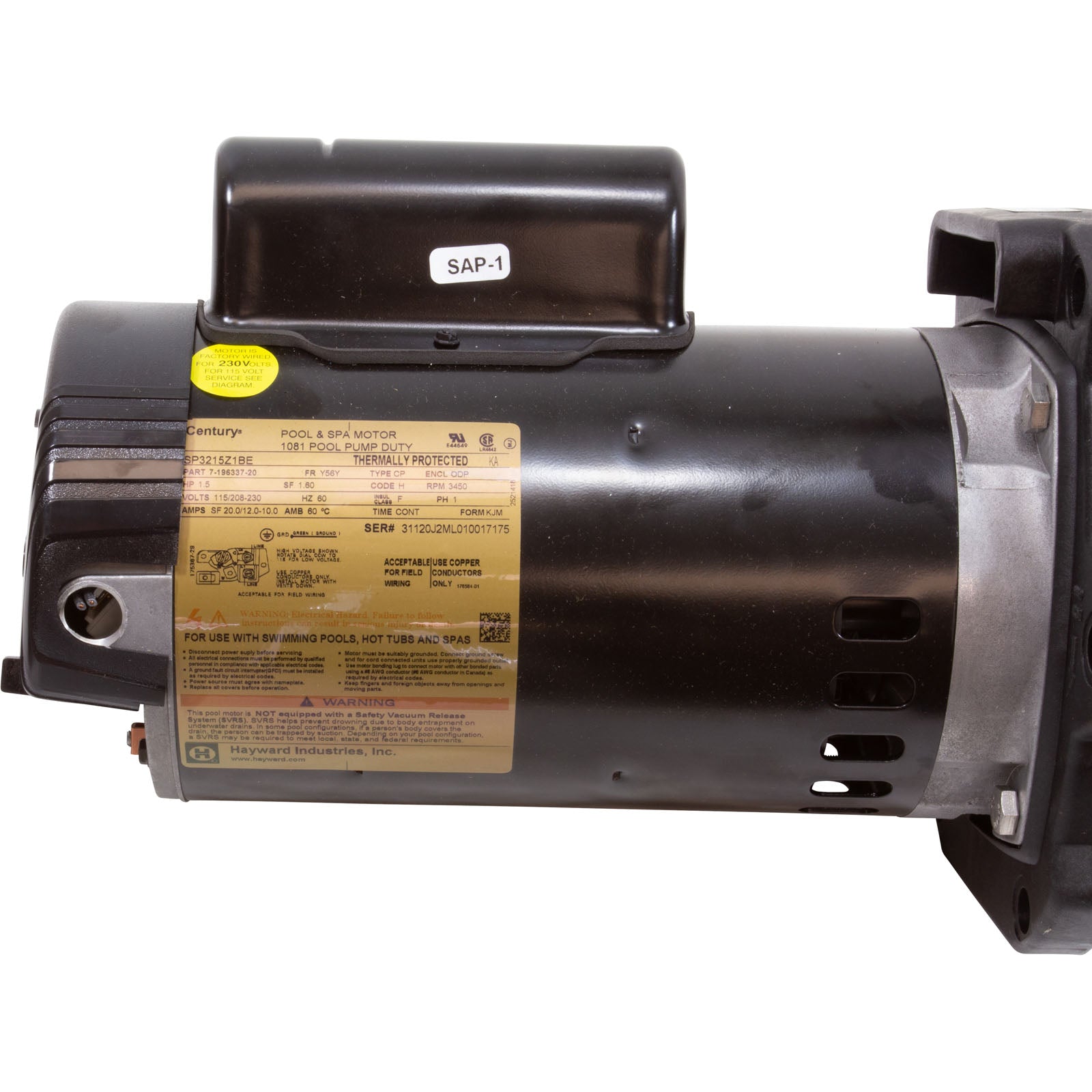 Hayward SPX3215Z1PE 1-1/2-Horsepower Energy Efficient Full Rate Power End Replacement