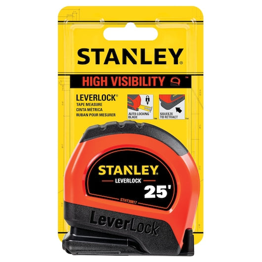 STANLEY Stanley STHT30817S 25ft Hi-Vis Leverlock Tape (25 ft)