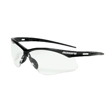 Jackson Safety 50000 SG Series Safety Glasses Universal Size Clear Lens Black Frame Hardcoat Anti-Scratch