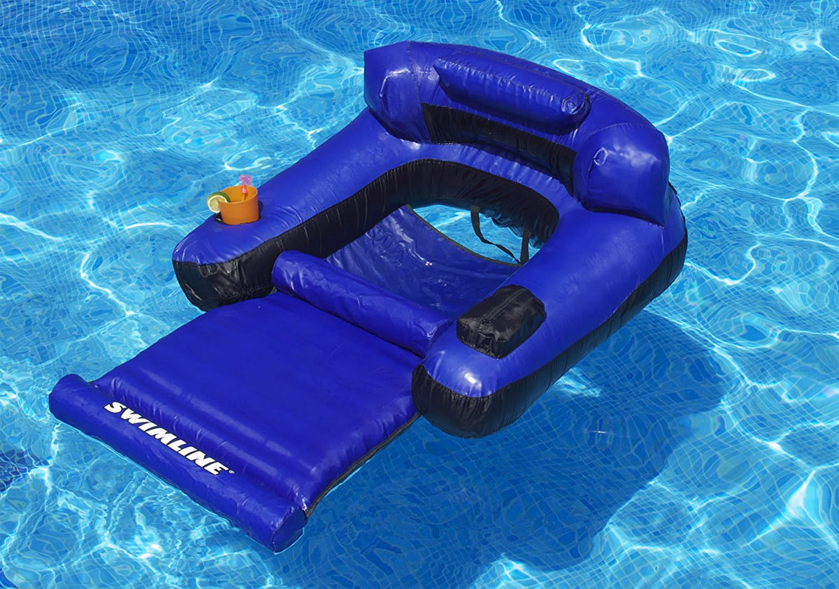 Swimline 9047 Fabric Covered Floating Pool Lounger | Blue/Black