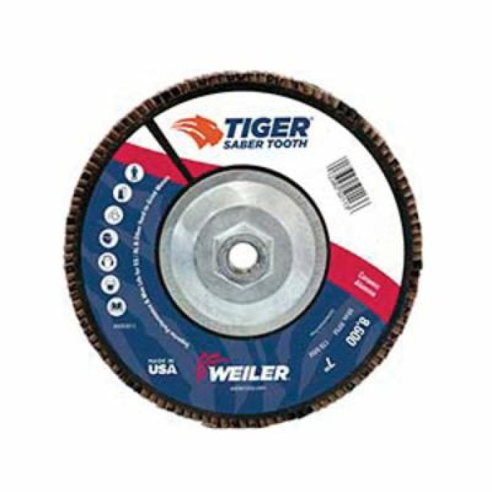 Weiler 50112 Saber Tooth Premium Coated Abrasive Flap Disc, 7 in Diameter, 36 Grit