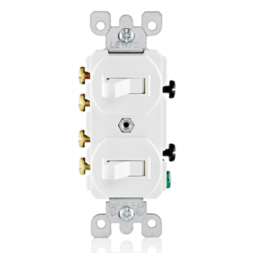 LEVITON Leviton 5243-W 3-Way Duplex Non-Grounding AC Combination Switch, 15 A, 125 VAC, 1800 W (Pack of 1)