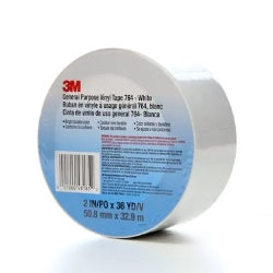 3M 7000028956 General Purpose Vinyl Tape 764 White 50.8 mm x 32.9 m 5 mil 24 Roll/Case