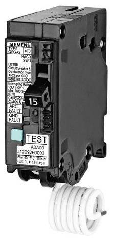 Siemens Q115DFN Dual Function Breaker 120V 15A 1 Plug-In