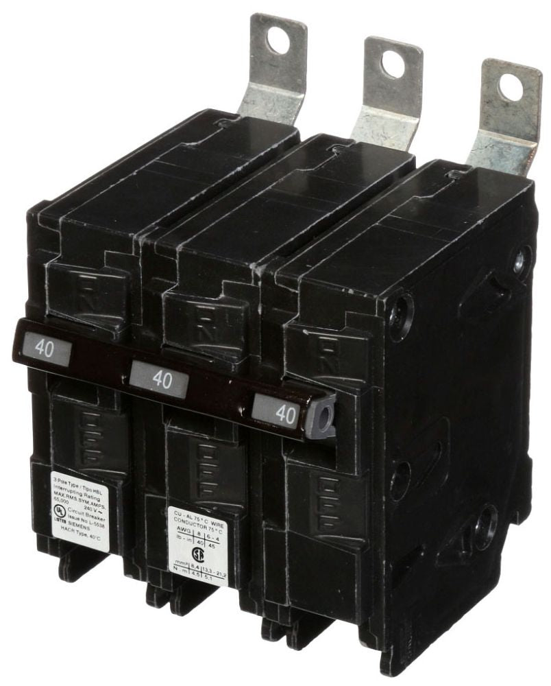 Siemens B340HH 3-Pole 40 Amp 240 VAC 65 kA Bolt-On Molded Case Circuit Breaker