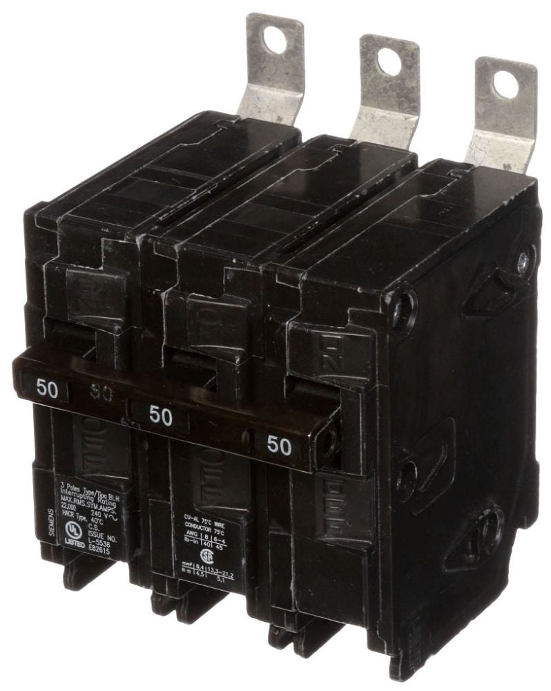 Siemens B350H 3-Pole 50 Amp 240 VAC 22 kA Bolt-On Molded Case Circuit Breaker