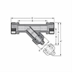 Spears YS21P8-015SR 1-1/2 PVC Y Strainer SR/FPT EPDM P8 Mesh