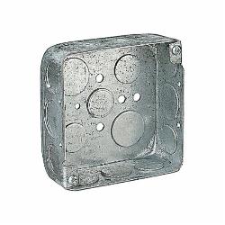 ABB 521511/23/4 Steel City 52151-1/2-3/4 4 Inch 1-1/2 Deep Steel Square Box with 1/2 and 3/4 Inch Knockouts