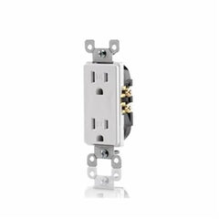 Leviton T5325-W 15 Amp 125 Volt, Tamper Resistant, Decora Duplex Receptacle, Straight Blade, Grounding, 1-Pack