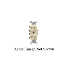 Leviton 5243-I 15 Amp, 120/277 Volt, Duplex Style Two 3-Way Combination Switch, Commercial Grade, Ivory