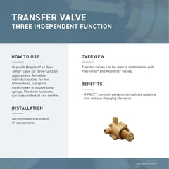 Moen T4612 Voss 1-Handle Three-Function Transfer Valve Trim Kit in Chrome (Valve Not Included)