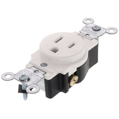 Leviton T5015-W Self-Grounding Single Tamper Resistant Straight Blade Receptacle 125 VAC 15 A 2 Poles 3 Wires