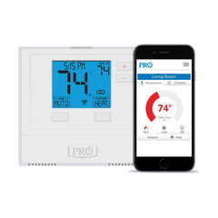 Pro1 T701I Thermostat, Wi-Fi, Non-Programmable Thermostat, 44 to 90 deg F Control, RC, RH, C, O/B, G, Y, W Terminal