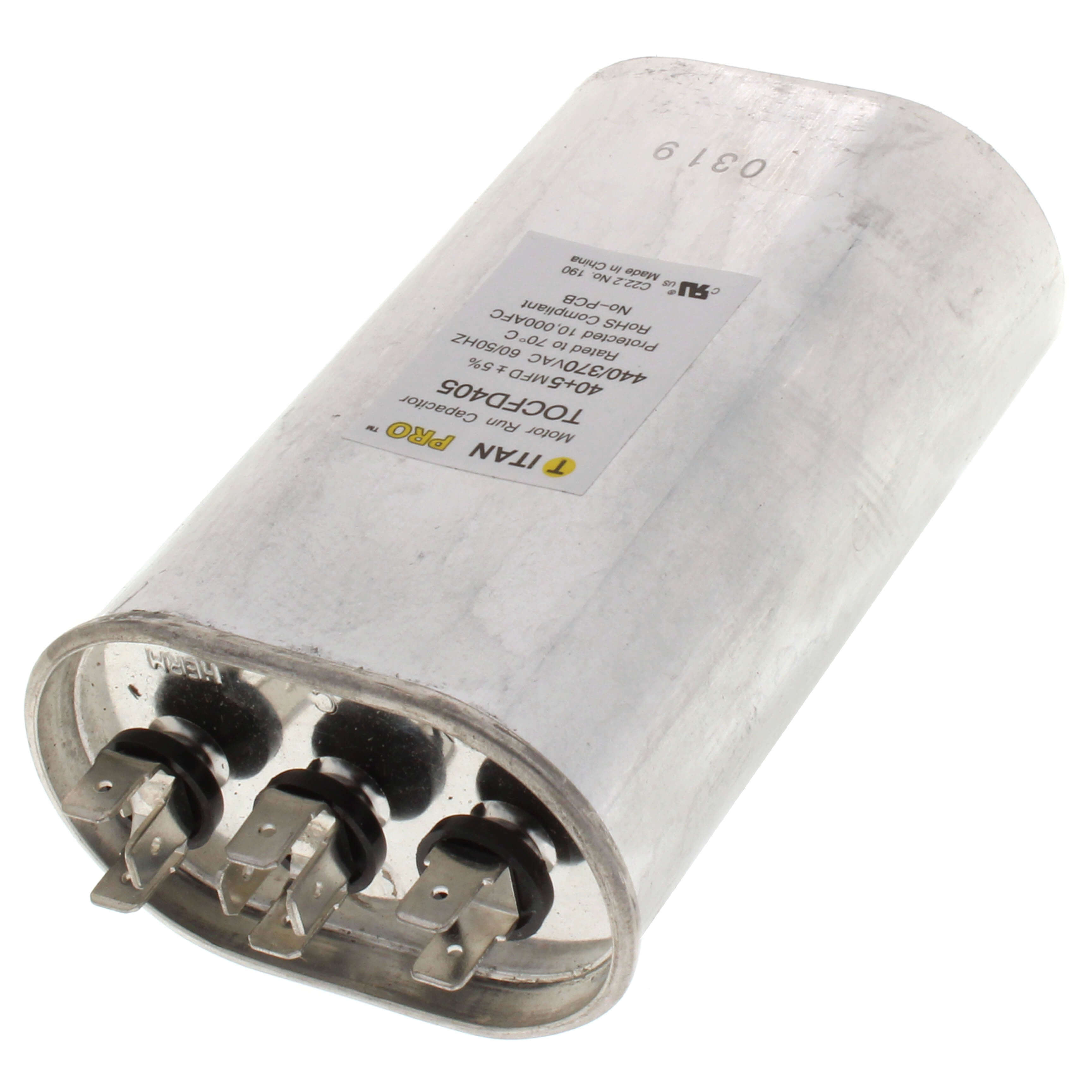 TITAN PRO Titan Pro TOCFD405 Motor Dual Run Capacitor 40/5 MFD (Oval)