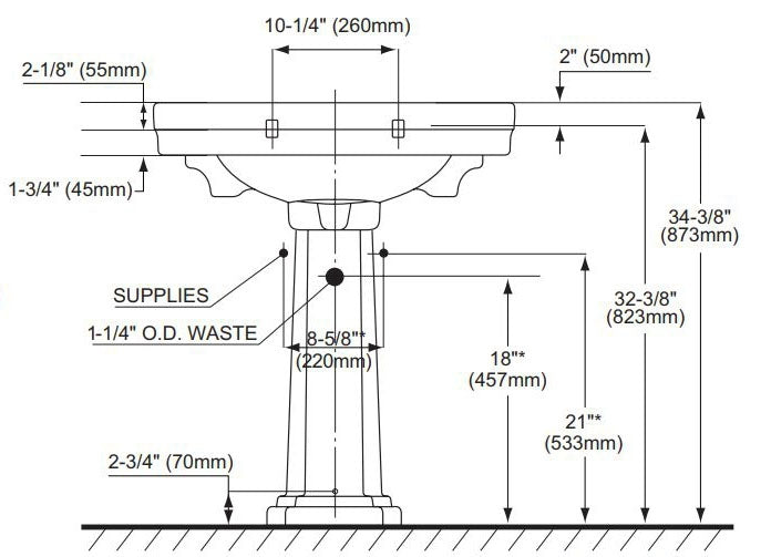 Toto PT530N#01 Promenade Pedestal Sink Base in Cotton