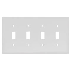 Pass & Seymour TP4W Toggle Switch Wall Plate 4 Gang White