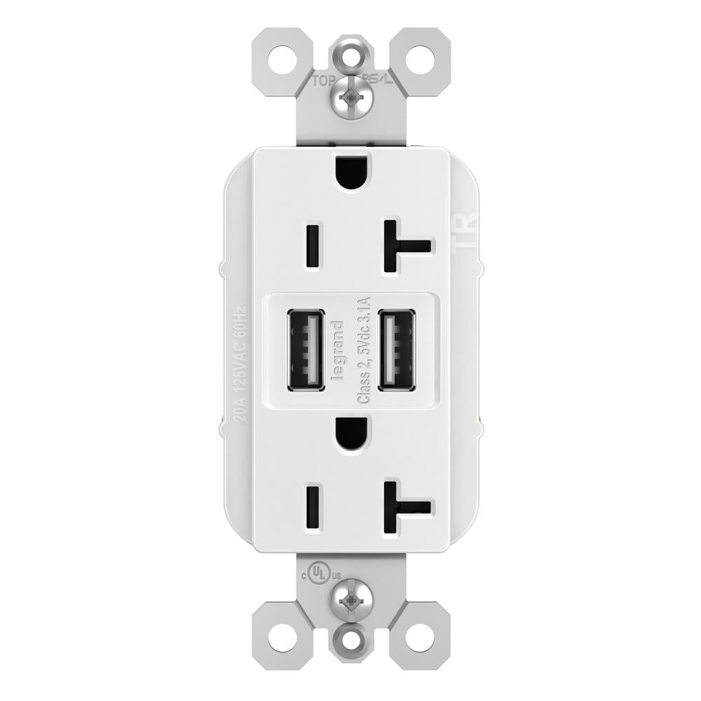 Legrand TR5362USBWCCV6 P&S 3.1A USB and Duplex 20A