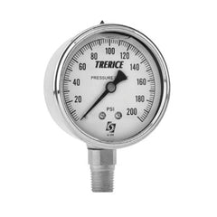 Trerice D82LFB2502LA15 D80 Utility Gauge, 0 to 15 psi Pressure, 1/4 in Connection